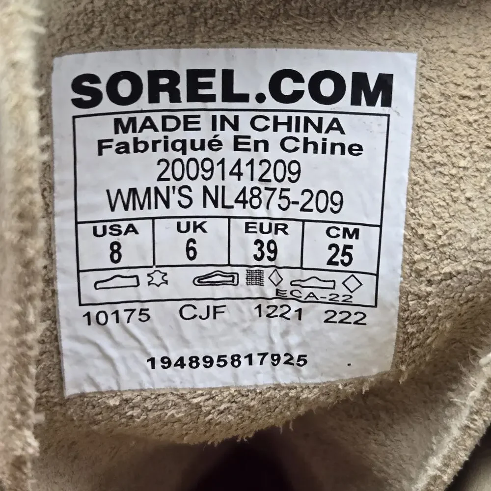 Sorel Hi Line Heeled Womens Size 8 Waterproof Boots Lace Up Suede Cream White